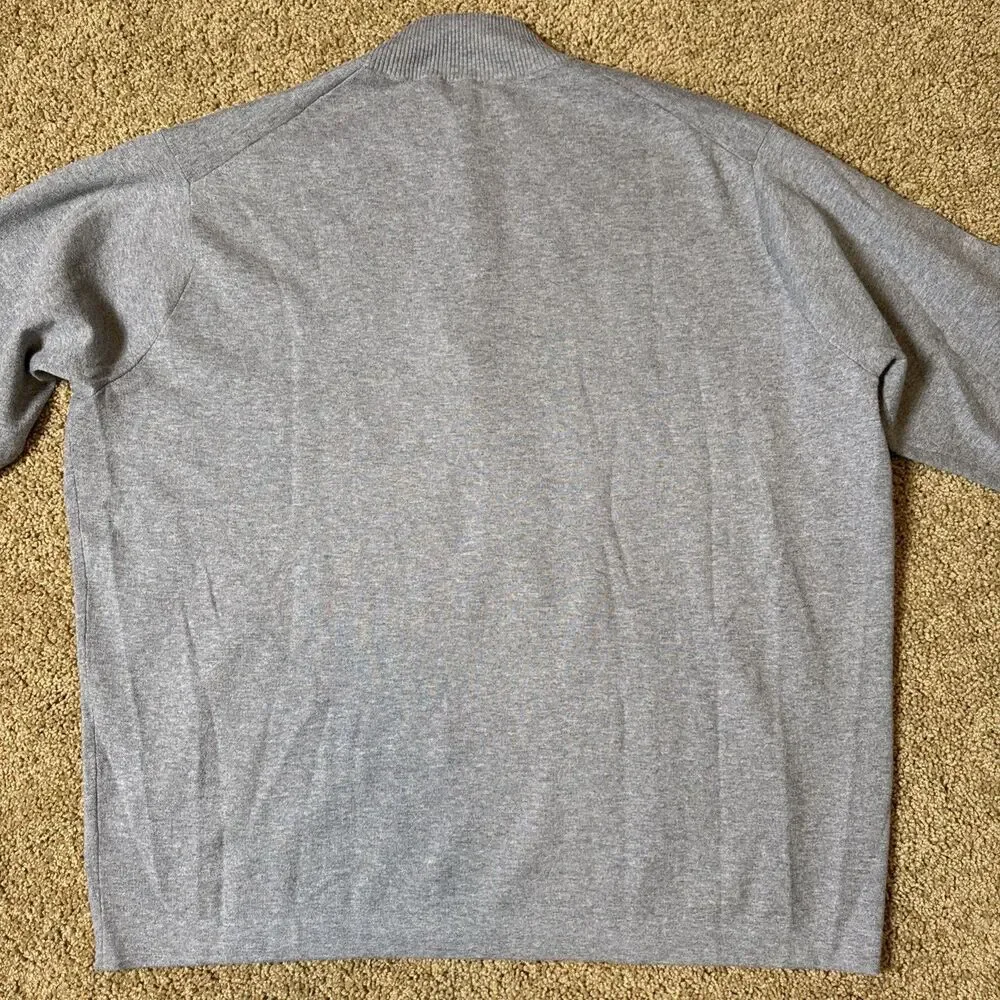 Peter‎ Millar Quarter Zip Mock Neck Sweater XXL Gray Cotton Blend Golf Logo*